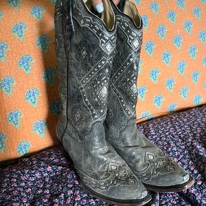CORRAL A2963 Brandy gray black & silver glitter inlay snip toe cowgirl boots